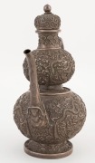 An antique Chinese silver double gourd shaped teapot with dragon decoration, 19th century, ​​​​​​​20.5cm high, 576 grams - 4