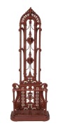 FALKIRK Scottish cast iron hallstand, 19th century, A/F, maker's stamp on the back with diamond registration mark, 207cm high, 72cm wide, 30cm deep