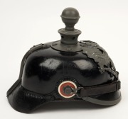 KUGELHELM Prussian Artillery Other Ranks leather covered helmet with subdued wappen and kugel, circa 1914 to 1915 - 2