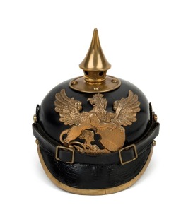 PICKELHAUBE Grand Duchy of Baden Infantry leather covered helmet with Griffin of Baden emblazoned with the motto "With God For Duke and Fatherland", circa 1912-1918