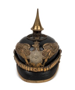 PICKELHAUBE Prussian Guards Infantry Other Ranks helmet. Featuring some Officer fittings which suggests a Feldwebel Leutnant. This example appears to be the earliest model, issued in the late 1880's. 