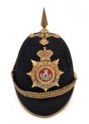 British 1878 Home Pattern Officer's helmet with metal travel container, Royal Irish Regiment. - 2