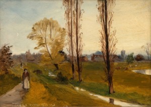 CHARLES JOHN WATSON R.E. (1846-1927), Trowse, Norwich, oil on board, titled and signed lower left "Trowse, October, 1876, C/W", 19 x 27cm, 33 x 41cm overall