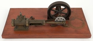 SLIDE ENGINE, scratch built example with 4" flywheel, mounted on a timber base, ​​​​​​​35cm wide overall