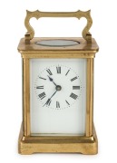 An antique French carriage clock with key, in original scarlet leather case, 19th century, ​​​​​​​14cm high overall - 2