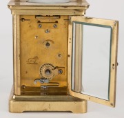 An antique French carriage clock with key, in original scarlet leather case, 19th century, ​​​​​​​14cm high overall - 3