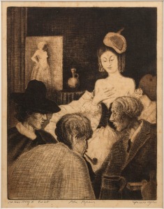 FRANK BRANGWYN (1867-1956), (interior scene), drypoint engraving, signed in pencil lower right "Frank Brangwyn", 27 x 21cm, 52 x 42cm overall