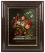 ARTIST UNKNOWN, (floral still life), oil on wood panel, ​​​​​​​39 x 29cm, 56 x 47cm overall - 2