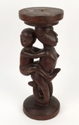 A tribal stool, bowl, statue and vessel, carved wood with remains of lime pigment, Papua New Guinea, the stool 42cm high - 2