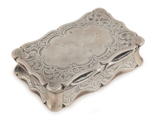 An antique English sterling silver snuff box, by Hilliard & Thomason of Birmingham, circa 1856, ​​​​​​​9cm high, 128 grams