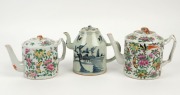 Three Chinese porcelain teapots, 19th/20th century, ​​​​​​​the largest 14cm high