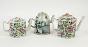 Three Chinese porcelain teapots, 19th/20th century, ​​​​​​​the largest 14cm high - 2