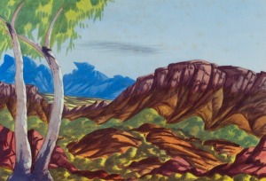 ARTIST UNKNOWN, Central Australian Landscape, watercolour, ​​​​​​​35 x 52cm; framed 59 x 76cm.