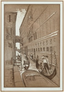 LOUIS KAHAN&nbsp;(1905-2002), Venetian scene, lithograph, 15/25, signed lower right "Louis Kahan, 1983", ​​​​​​​54 x 37cm, 81 x 60cm overall