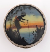 A Chinese silver mounted Art Deco glass powder bowl with hand-painted top, circa 1920s, ​​​​​​​8cm high, 12cm diameter - 2