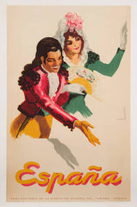 c1940s "ESPANA" travel poster, artwork by Jose Morell. 99 x 62cm