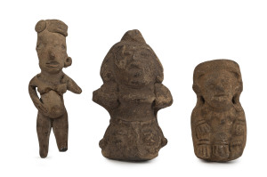 Three assorted pre-Columbian statues, terracotta, Mexico and Central America, 13cm, 12.5cm and 9cm high