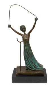 SALVADOR DALI (after) "Alice au Pays des Merveilles" cast bronze sculpture on black slate base, 41.5cm high