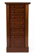 An antique mahogany Wellington chest of drawers, 19th century, 106cm high, 52cm wide, 36cm deep