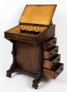 An antique English burl walnut Davenport desk with tulipwood inlay, 19th century - 2