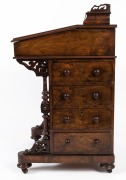 An antique English burl walnut Davenport desk with tulipwood inlay, 19th century - 4