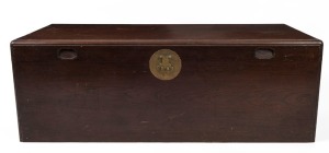 A vintage Chinese oak blanket box with camphor wood interior, 20th century, 43cm high, 121cm wide, 53cm deep