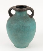 A green ceramic vase with applied silver finished koala, 20th century, 22cm high - 2