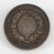 BANK STREET SCHOOL, EMERALD HILL, 1872, medal in silver (41.5mm) by W.J. Taylor London, inscribed on reverse 'Bank Street School /EMERALD HILL / Annie McArthur/ DUX of School/ 20th December 1872'.&nbsp;