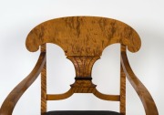 A fine pair of Biedermeier Revival satin birch library chairs, circa 1900s, 59cm across the arms - 2