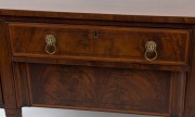 A Georgian mahogany sideboard with six legs, original lion's head brass handles, with satinwood cross-banded top and ebony string inlay, circa 1820, 89cm high, 155cm wide, 57cm deep - 2