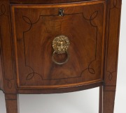 A Georgian mahogany sideboard with six legs, original lion's head brass handles, with satinwood cross-banded top and ebony string inlay, circa 1820, 89cm high, 155cm wide, 57cm deep - 3