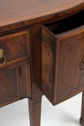 A Georgian mahogany sideboard with six legs, original lion's head brass handles, with satinwood cross-banded top and ebony string inlay, circa 1820, 89cm high, 155cm wide, 57cm deep - 4