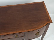 A Georgian mahogany sideboard with six legs, original lion's head brass handles, with satinwood cross-banded top and ebony string inlay, circa 1820, 89cm high, 155cm wide, 57cm deep - 6