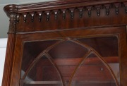 A fine antique Scottish mahogany library secretaire bookcase with full length reeded pilasters, carved palmette capitals and gothic arched astragal glazed upper doors. Interior superbly fitted with drawers and compartments, veneered in partridge wood, cir - 7