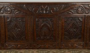 An antique English oak settle, 18th/19th century,  102cm high, 180cm wide, 66cm deep - 4