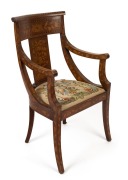 An antique Dutch marquetry carver chair with tapestry seat, 18th century,  ​​​​​​​53cm across the arms - 2