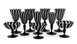 Group of ten Murano glass drinking vessels, mid 20th century, 18cm high