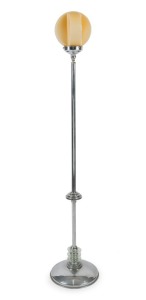 An Art Deco standard lamp, chrome and glass, circa 1930, 163cm high