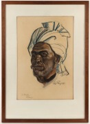 ARTIST UNKNOWN,  The Punjabi,  charcoal and pastel on paper,  titled lower right,  endorsed and signed lower left (illegible), 52cm x 35cm, 76cm x 54cm overall - 2