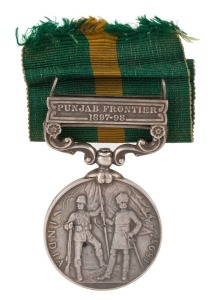 The INDIA GENERAL SERVICE MEDAL 1895 with PUNJAB FRONTIER 1897-98 clasp, engraved to 4037 Pte. F. Smith 2d Bn. Arg: & Suth'd: Highrs.