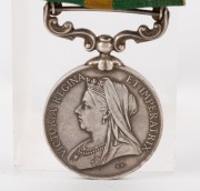 The INDIA GENERAL SERVICE MEDAL 1895 with PUNJAB FRONTIER 1897-98 clasp, engraved to 4037 Pte. F. Smith 2d Bn. Arg: & Suth'd: Highrs. - 2