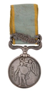 CRIMEA Campaign Medal 1854, engraved to SERGt. W.H. THURNAM TK. CT. ARTILLERY. with clasp for SEBASTAPOL.