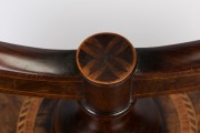 An antique French walnut and parquetry pedestal dressing mirror with original scalloped edge mirror, 18th/19th century,&nbsp; - 4