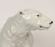 ROYAL DUX "Polar Bear" Czechoslovakian porcelain statue, pink triangle and green factory mark to base, 31cm high, 40cm long - 2