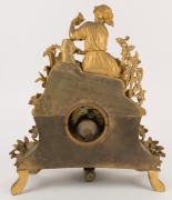 An antique French mantle clock in ormolu figural case with eight day time and strike movement and Roman numerals, 19th century, 43cm high - 2