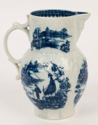 Antique English blue and white&nbsp;sparrow beak porcelain ale jug, 18th century, stamped "S", ​​​​​​​18.5cm high - 3