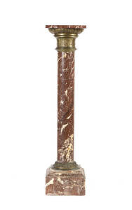 PEDESTAL: French 19th century rouge marble with fine bronze capitals. Height 106cm