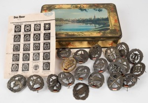 WEST GERMAN group&nbsp;of 20 military hat badges, together with a pictorial reference card, (21 items)