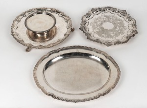 195 · Antique silver plate and Old Sheffield Plate trays and platters, 19th and 20th century (4 items), ​​​​​​​the largest 39cm wide