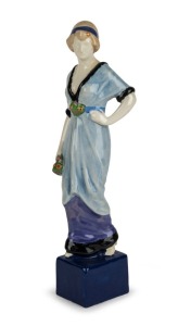 Austrian Art Deco porcelain statue of a lady, early 20th century, 34cm high
